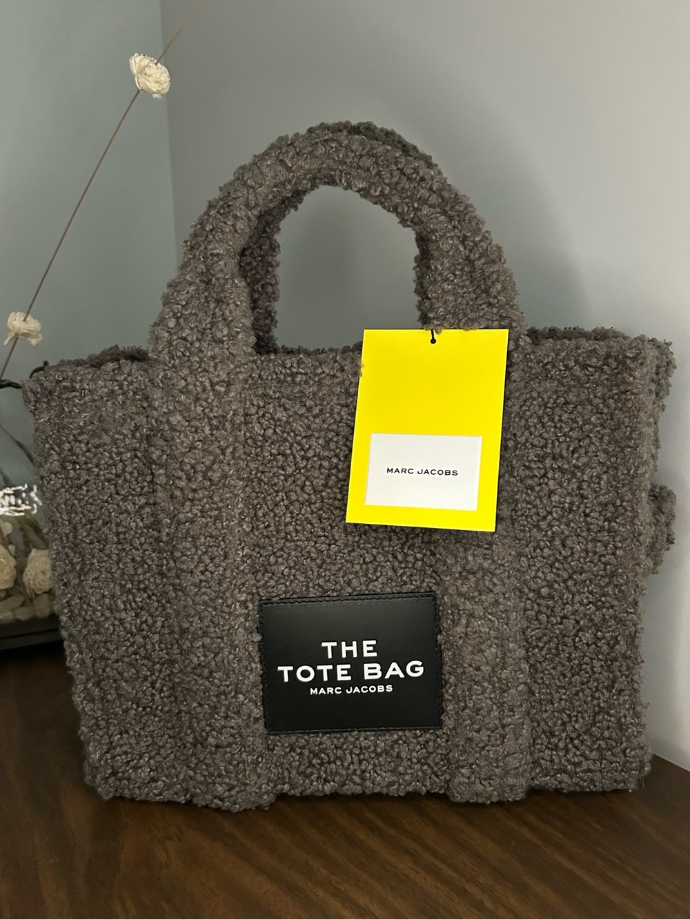 Marc Jacobs Grey Teddy Medium Tote NWT Bag Faux Shearling Crossbody